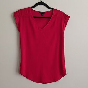 Express Red Satin Cap Sleeve Blouse